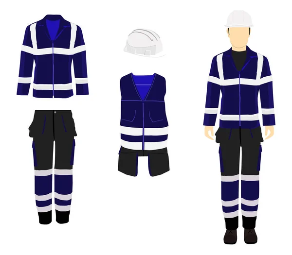 Ένας Εργάτης Στολή Επαγγελματικά Προστατευτικά Ρούχα Και Κράνος Ασφαλείας Φιγούρα — Φωτογραφία Αρχείου