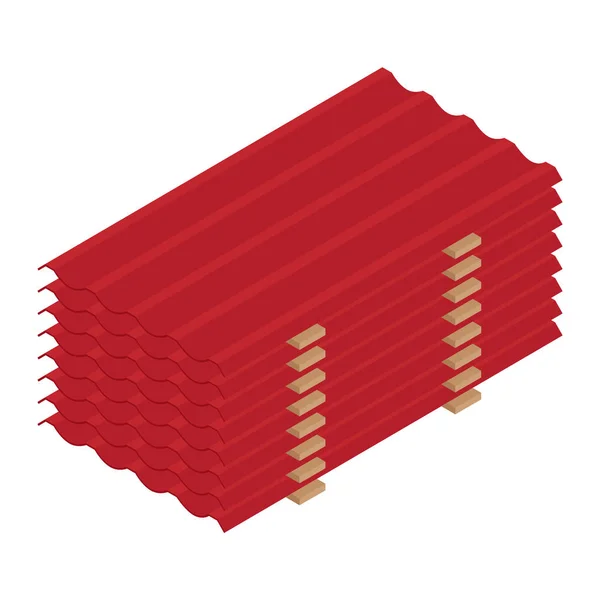 白い背景に分離された赤い屋根タイルプロファイルアイソメビューのスタック — ストック写真