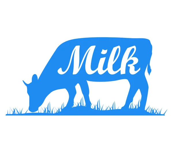 Молоко Корова Логотип Коров Ячим Силуетом Текст Молоко Молочна Ферма — стокове фото
