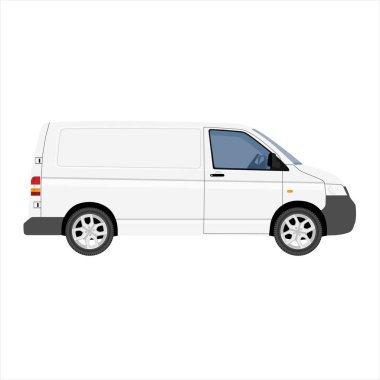 Çok detaylı Kargo Teslimatı Van Raster şablonu. Marka ve Şirket kimlik tasarımı için Mockup Şablonu. Gerçekçi Beyaz Kargo Van.