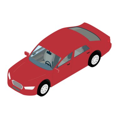 Yüksek kaliteli şehir taşıma aracı ikonu kırmızı sedan. Bilgi grafikleri, tasarım ve oyun için