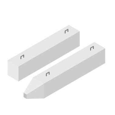 Prekast Çimento beton blok izometrik görünüm beyaz arka planda izole.