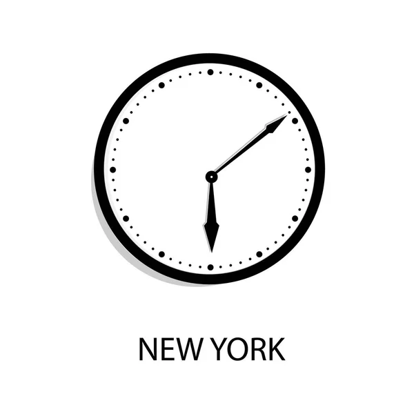 世界时钟纽约时间 在白色背景下隔离的墙钟 — 图库照片