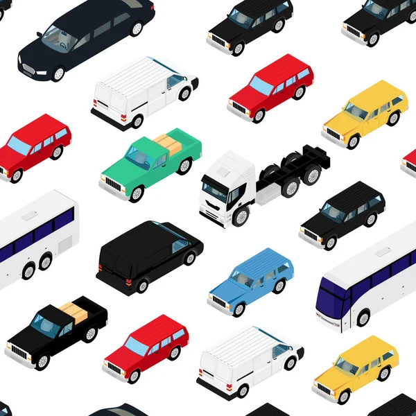 Seamless Pattern Background Isometric Cars Urban Transport — Stock Photo, Image