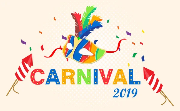 Cartão Carnaval Banner Com Confete Desenho Tipográfico 2019 — Fotografia de Stock