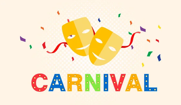 Carnival Card Banner Confetti Typography Design — Stock Photo, Image