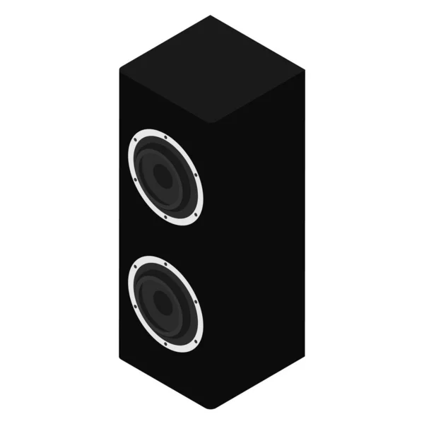 Μαύρα Ακουστικά Ηχεία Ηχεία Απομονωμένα Λευκό Φόντο Ισομετρική Άποψη — Φωτογραφία Αρχείου