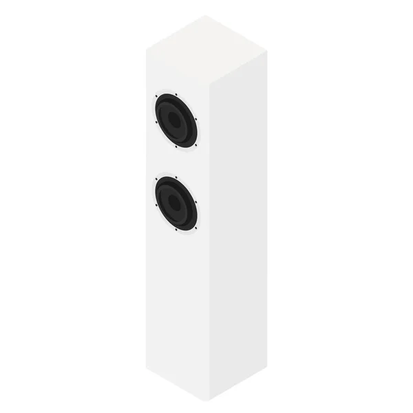 Beyaz Akustik Hoparlörler Hoparlörler Beyaz Arkaplan Izometrik Görünümünde Izole Edilmiş — Stok fotoğraf