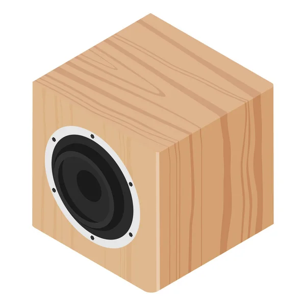 Subwoofer Ahşap Tasarım Izometrik Görünüm Beyaz Arkaplanda Izole Edildi Profesyonel — Stok fotoğraf