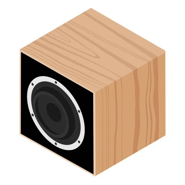 Subwoofer Legno Corpo Vista Isometrica Isolato Fondo Bianco Attrezzatura Professionale — Foto Stock