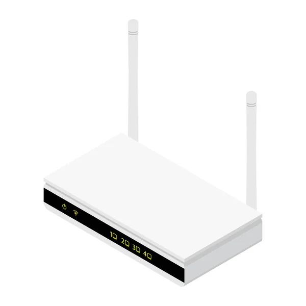 Weißer Realistischer Drahtloser Router Mit Isometrischer Antennensicht Wlan Router Detailliert — Stockfoto
