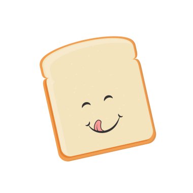 Çizgi film tost ekmek ikonu. Gülümseyen ekmek tostu.
