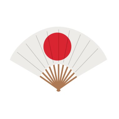 Oryantal Japon hayranı beyaz arka planda izole edilmiş. Geleneksel kağıt Çin ya da Japon geyşa vektörü pervaneleri katlıyor