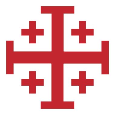 Vektör çizimi kırmızı Kudüs haçı. Kudüs 'ün Kutsal Mezarı Şövalye Nişanı Haçı