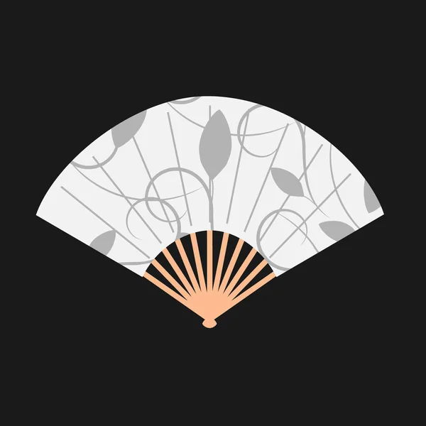 Floral Ornement Asiatique Fan Sur Fond Sombre — Image vectorielle