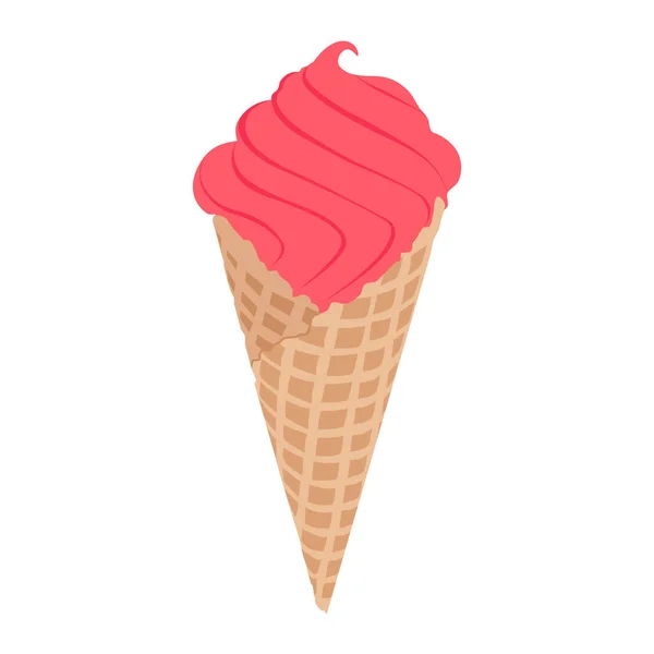 Helado Vectores Cono Oblea Aislado Sobre Fondo Blanco Helado Rosa — Vector de stock