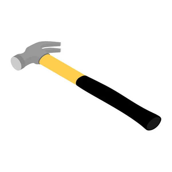Vector Yellow Carpenter Tool Hammer Isolated White Background — Stock Vector