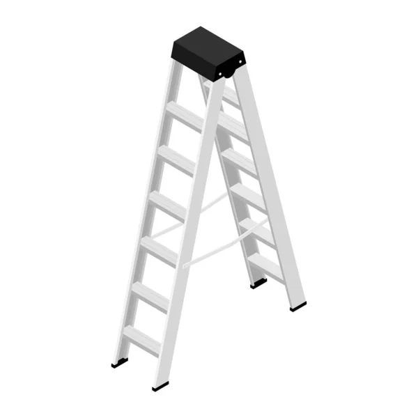 Metallic Huishoudelijke Stappen Geïsoleerde Aluminium Ladder Vector Ladderconstructie Trapladder — Stockvector