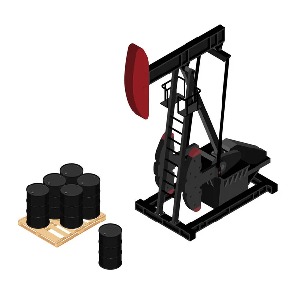 Нафтовий Насос Нафтовий Твердопаливний Промисловий Апарат Нафтових Промислових Нафтових Барелів — стоковий вектор