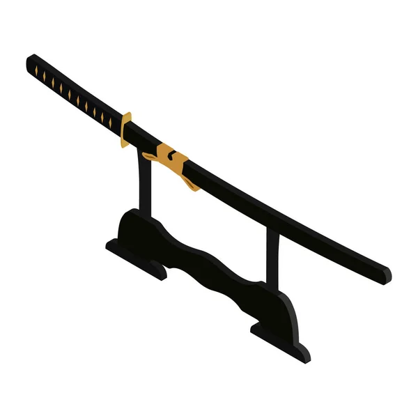 Vector Illustratie Japans Katana Zwaard Schede Zwaardsteun Rek Samoerai Zwaard — Stockvector