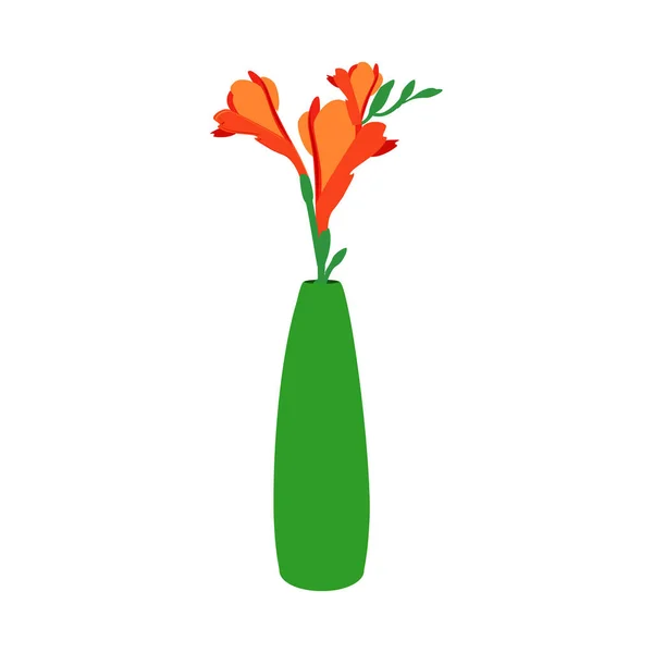 Vaso Verde Con Fiori Fiore Decorazione Interni — Vettoriale Stock