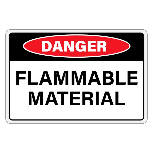 Danger Matériau Inflammable Signe Étiquette Isolée Sur Fond Blanc — Image vectorielle