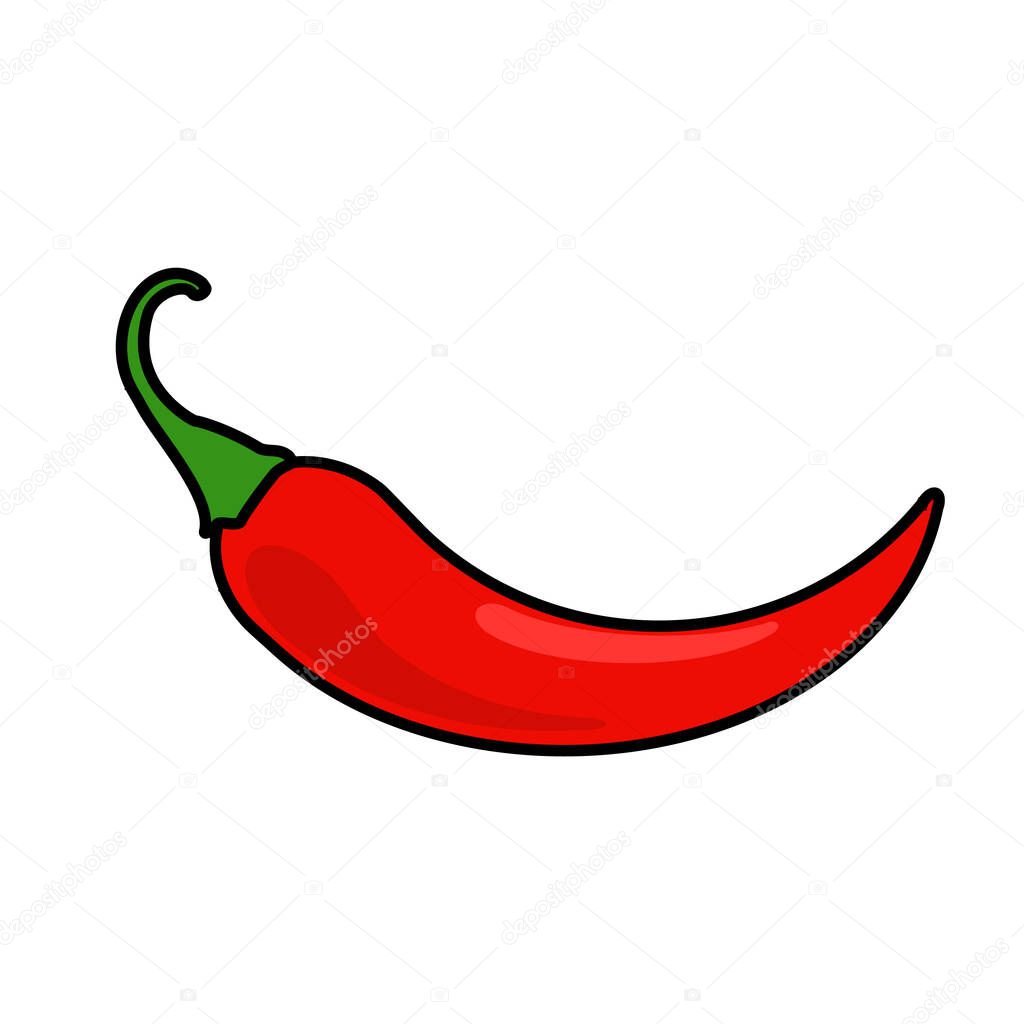 Chili pepper. Red hot pepper icon isolated on white background. Vector illustration