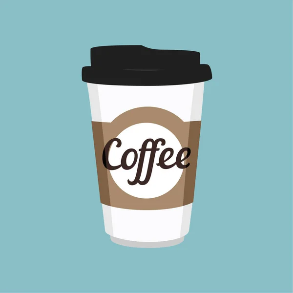 Icono Taza Café Desechable Ilustración Vectorial Sobre Fondo Azul Logo — Vector de stock