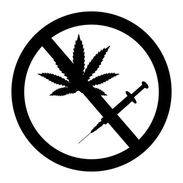Запрет Знак Запрета Наркотиков Марихуаны Допускается — стоковый вектор
