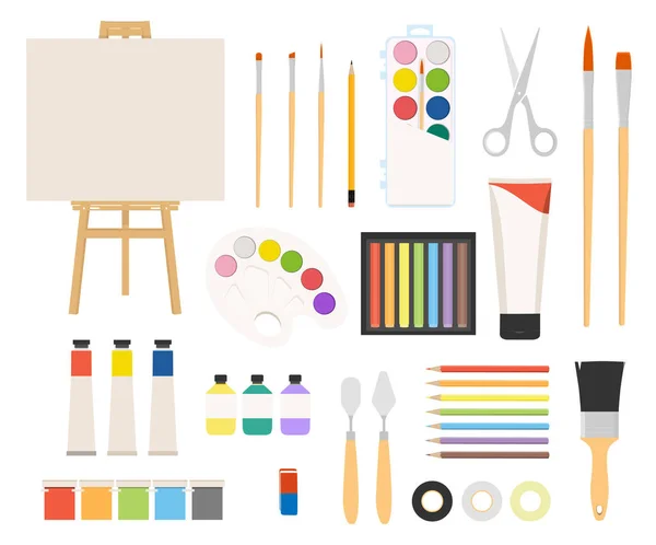 Konstnärliga Verktyg Måla Konst Verktyg Kit Vektor Illustration Akvarellmålning Designkonstnärer — Stock vektor