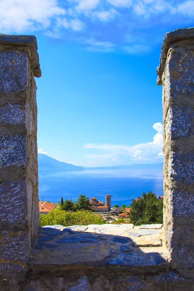Vista de la superficie del lago Ohrid en Macedonia — Foto de Stock