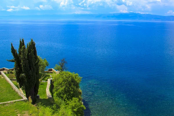 Vista de la superficie del lago Ohrid en Macedonia —  Fotos de Stock
