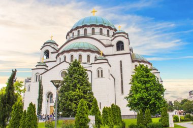 Güzel manzara, Tapınağı, St. Sava Belgrad, Sırbistan için güneşli söz üzerinde