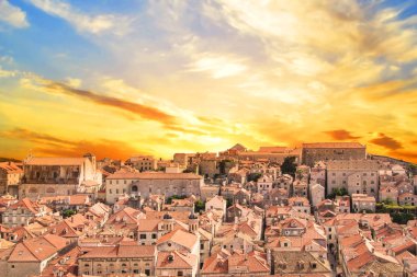 Dubrovnik, Hırvatistan'ın tarihi şehir sokaklarında güzel görünümü