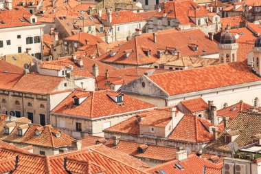 Dubrovnik, Hırvatistan'ın tarihi şehir sokaklarında güzel görünümü