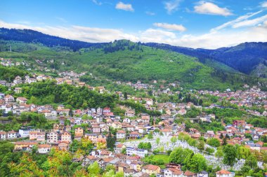 Güneşli bir şehir Saraybosna, Bosna-Hersek, güzel görüntüsü