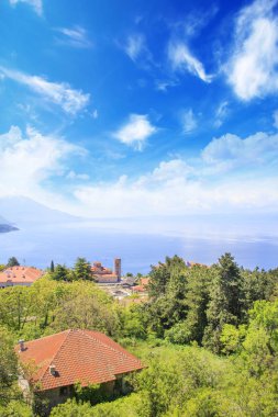 Makedonya'daki Ohri Gölü kıyısında güzel görünümü