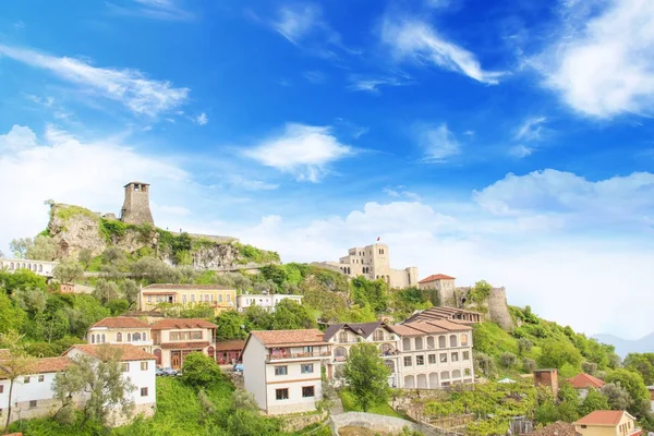 Beautiful View Medieval Town Kruj Top Sary Saltiki Mountain Albania — Stock Photo, Image