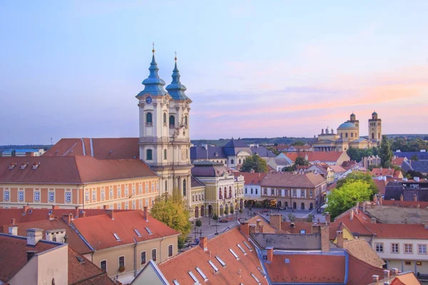 Beautiful View Minorit Church Panorama City Eger Hungary Sunset — Stock Photo, Image