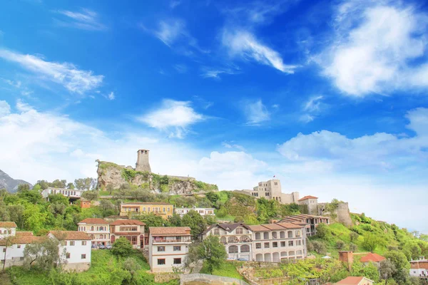 Beautiful View Medieval Town Kruja Top Sary Saltiki Mountain Albania — Stock Photo, Image