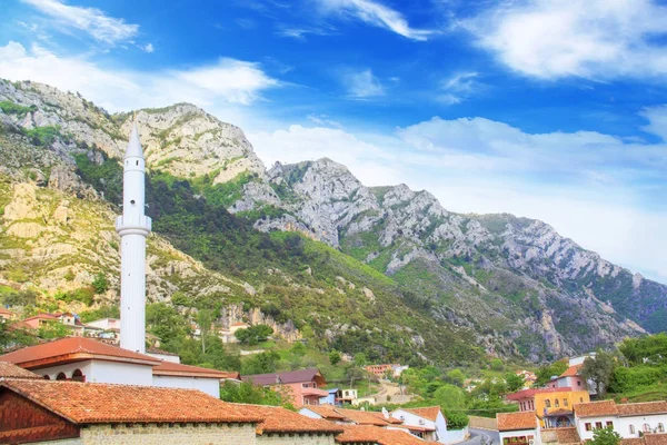 Beautiful View Medieval Town Kruja Top Sary Saltiki Mountain Albania — Stock Photo, Image