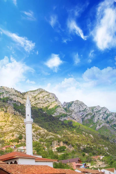 Beautiful View Medieval Town Kruja Top Sary Saltiki Mountain Albania — Stock Photo, Image