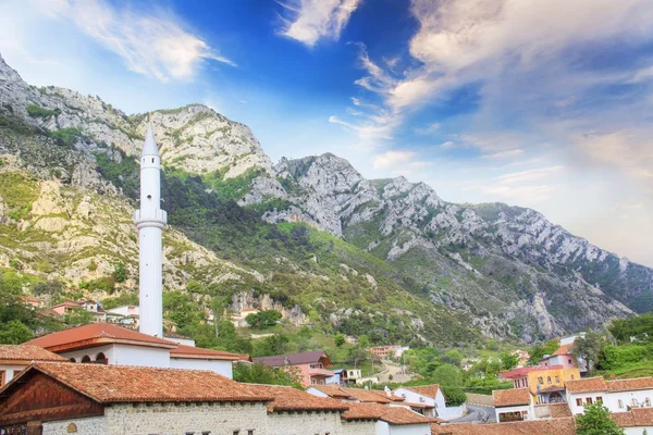 Bela Vista Cidade Medieval Kruja Topo Montanha Sary Saltiki Albânia — Fotografia de Stock