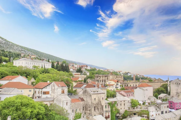 Bela Vista Cidade Medieval Mostar Partir Ponte Velha Bósnia Herzegovina — Fotografia de Stock
