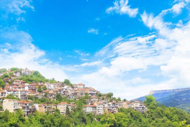 St. Stefan (Sveti Stefan) Island resort güzel manzarasına Budva Riviera, Budva, Karadağ güneşli bir günde