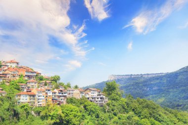St. Stefan (Sveti Stefan) Island resort güzel manzarasına Budva Riviera, Budva, Karadağ güneşli bir günde