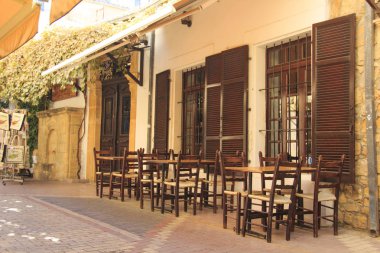 Tarihi binaları ve kafeler, Lefkoşa, Kıbrıs'ın merkezinde güzel görünüm