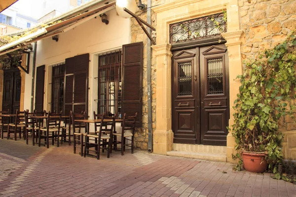 Pěkný Výhled Historické Budovy Kaváren Centru Nikósie Kypr — Stock fotografie