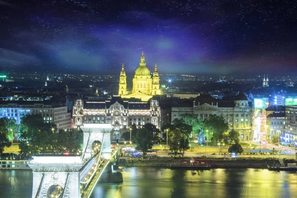 Wunderschöner Blick Auf Die Basilika Des Heiligen Istvan Und Die — Stockfoto