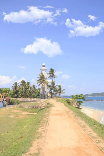 Ünlü deniz feneri Fort Galle, Sri Lanka, güneşli bir günde güzel manzara